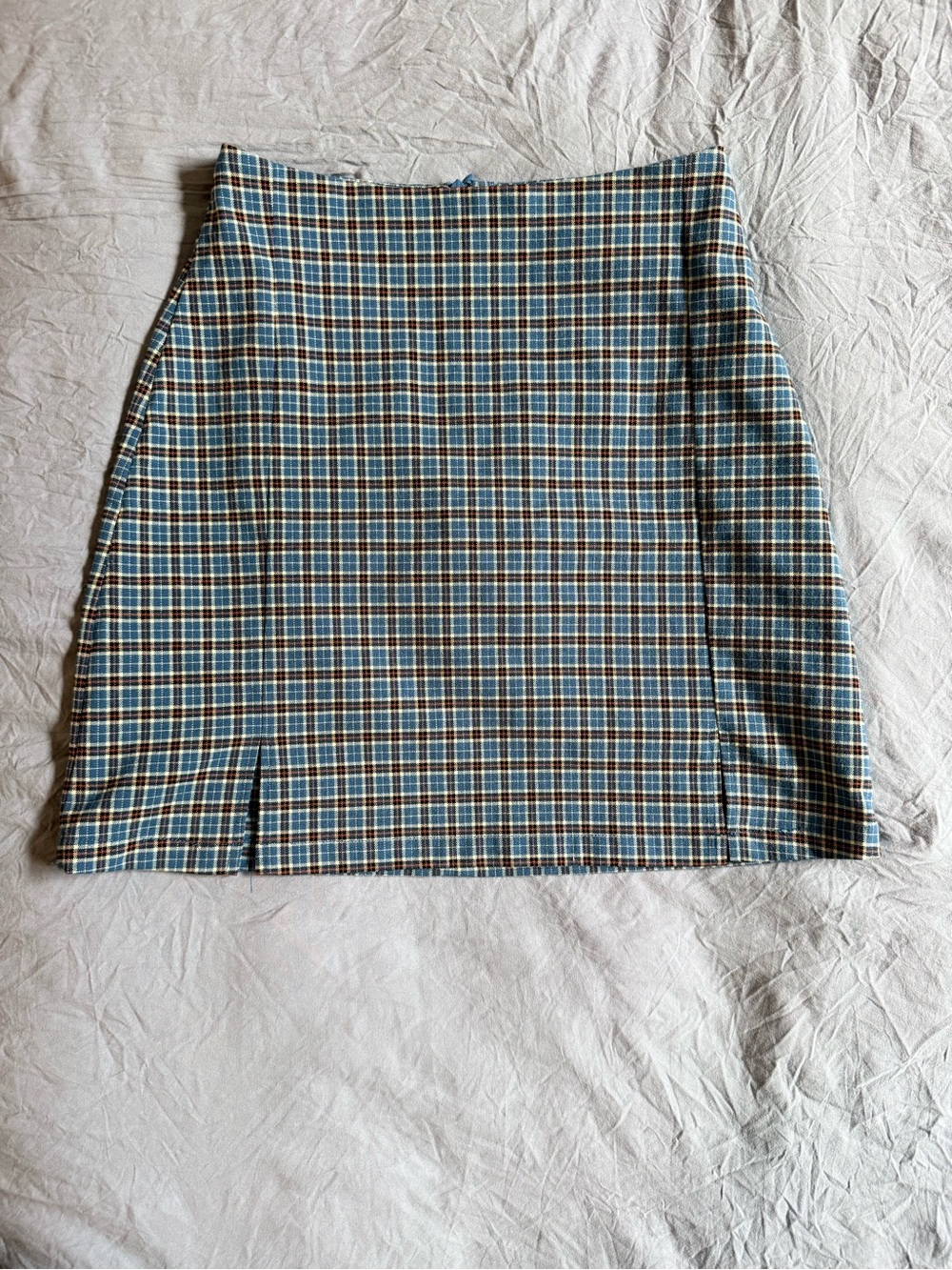 Rare Brandy Melville Blue, Brown, Cream Plaid Mini Skirt